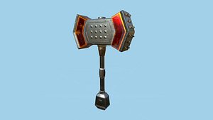 Medieval War Hammer 02 Red Elemental - Fantasy Weaponry 3D