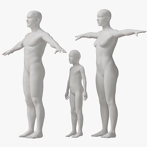 Male Female and Child Mannequin 3D model