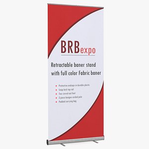 Retractable Banner Stand with Fabric Banner 3D model