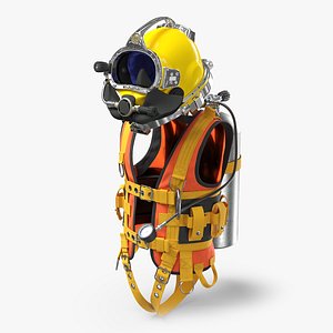 Diver Helmet with Tank and Vest 3D