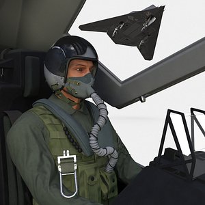 3D model Combat Aircraft Stealth with Pilot
