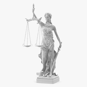 3D Statue Justice Themis Made of Stone model