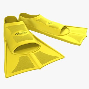 swim fins yellow 3d model
