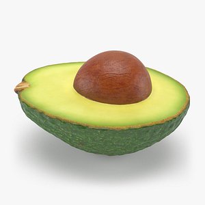 3D Avocado Half with Seed