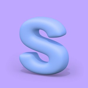 S, HT Standard, 3D Letter, Round Edges, 3D Font
