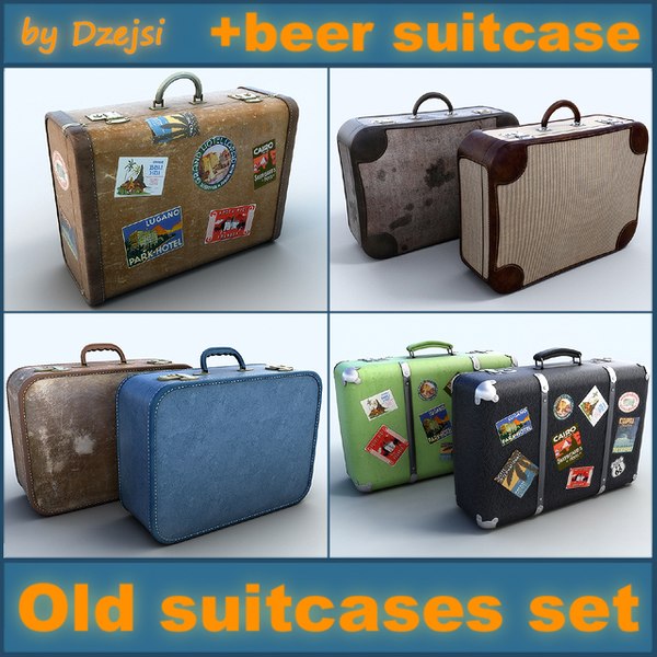 3d vintage suitcase set