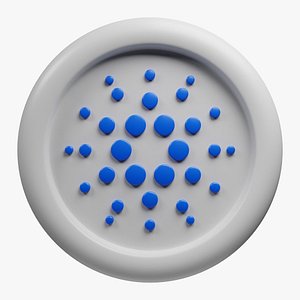 3D Cardano or ADA silver coin with cartoon style