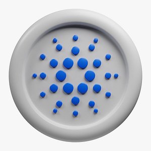 Cardano or ADA silver crypto coin with cartoon style