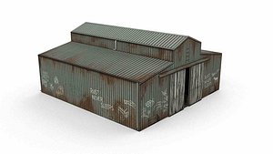 3D Post-Apocalyptic Corrugated Roof Shed