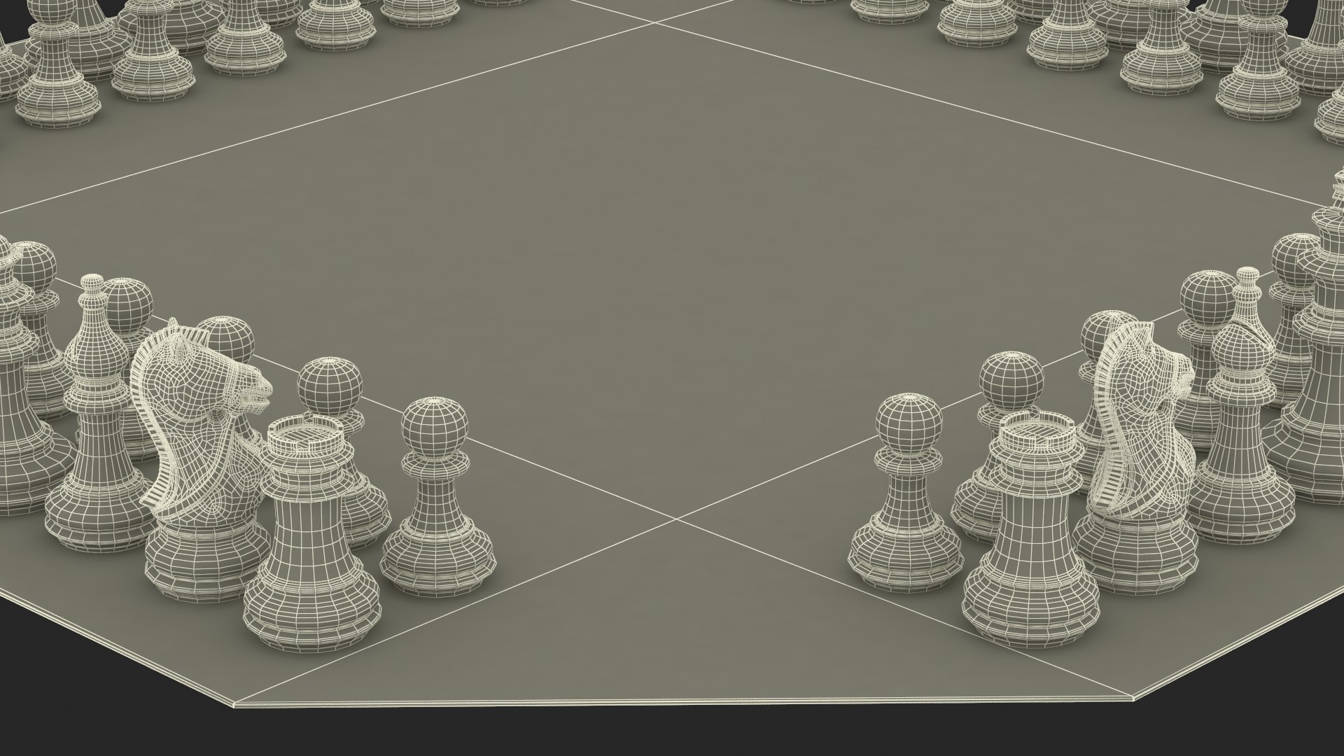 3D model dramatic chess set VR / AR / low-poly