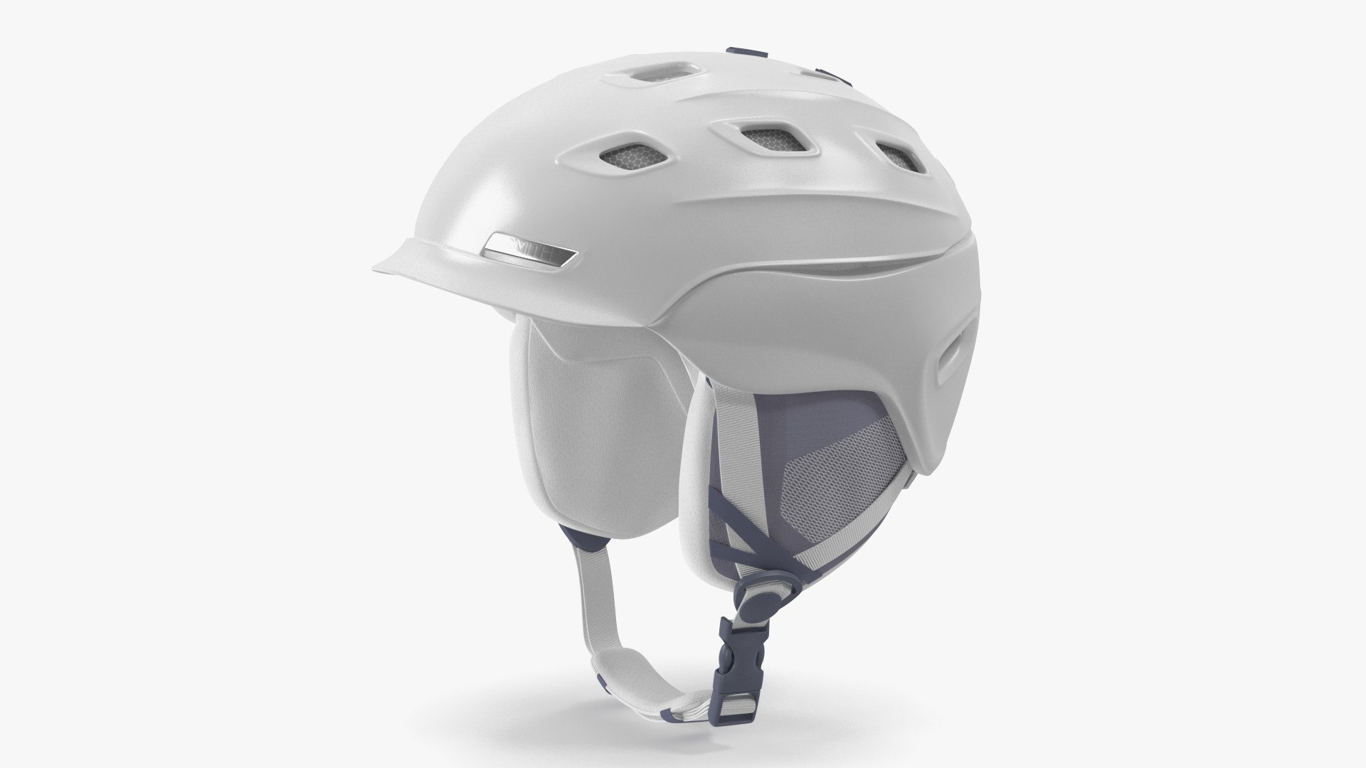 White Snowboard Helmet 3D model preview
