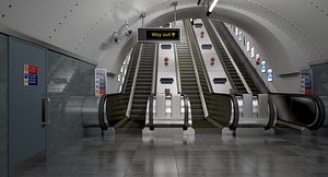 3D undeground escalator scene