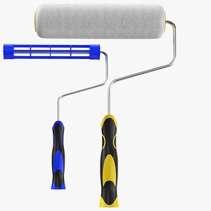 Two Paint Rollers Blue And Yellow