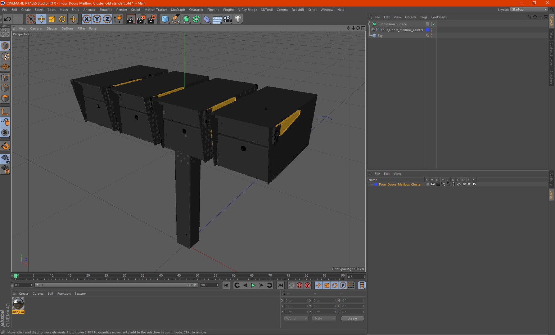 3D Four Doors Mailbox Cluster - TurboSquid 2015865