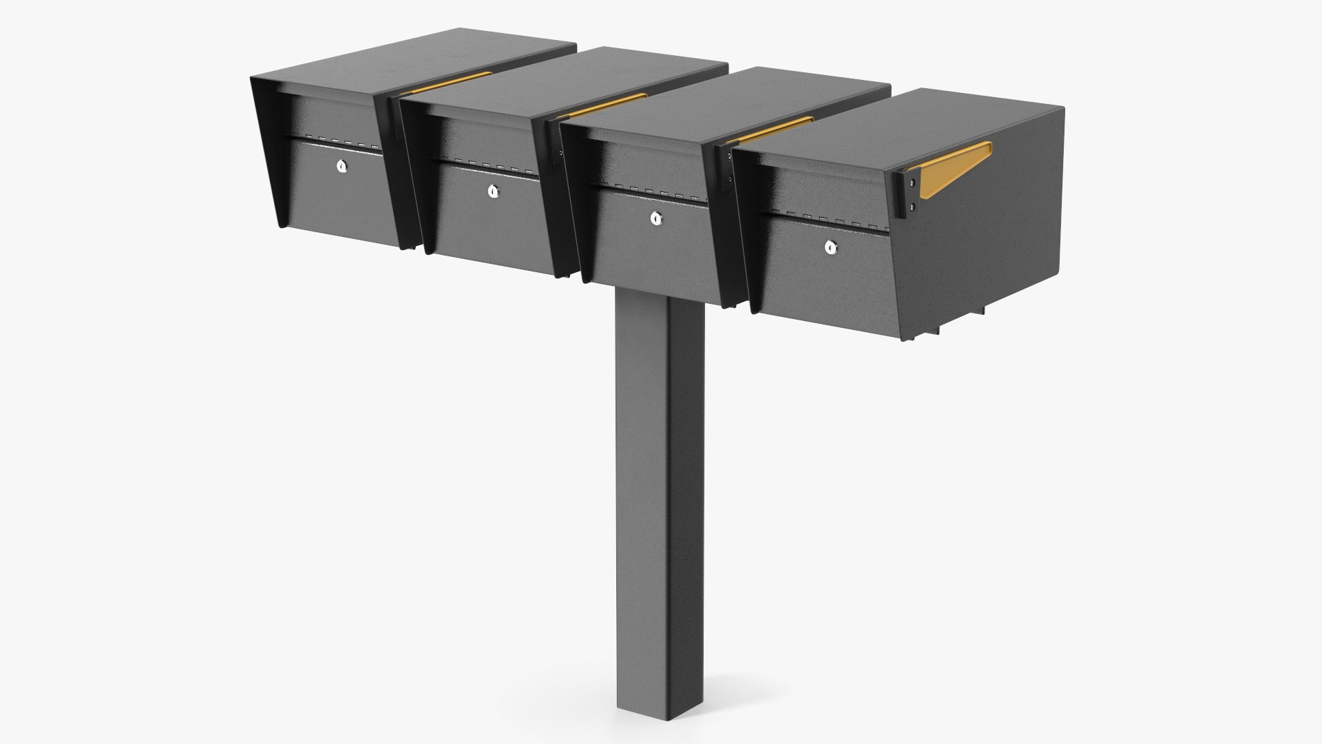 Four Doors Mailbox Cluster 3D model preview