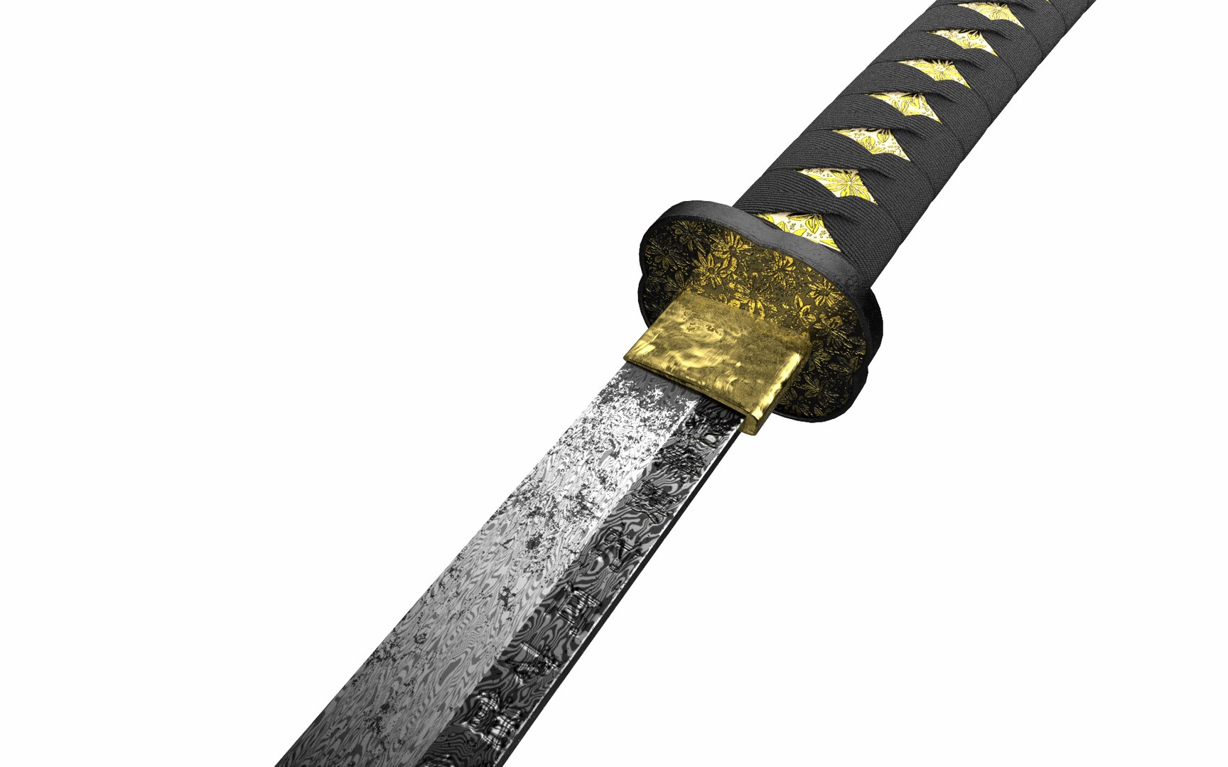 Damascus Katana Model - TurboSquid 2183727