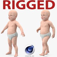 Small Baby Boy Rigged for Cinema 4D