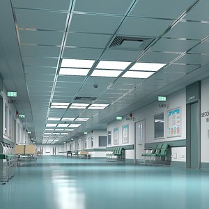 3D model hospital hallway modular