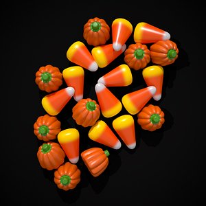 3D Halloween Candy Corn and Pumpkins
