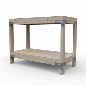 3D model Wood Heavy-Duty Work Table