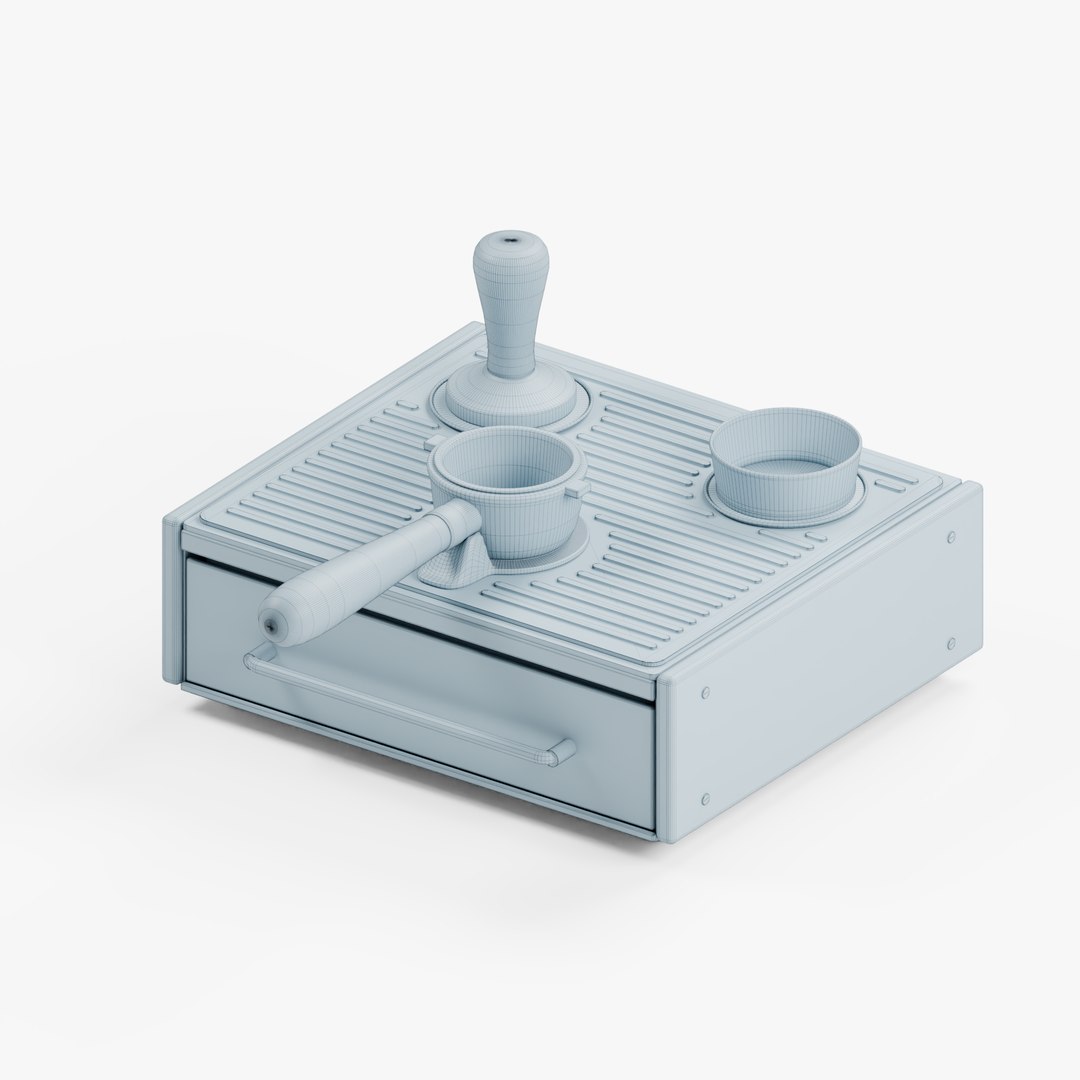 3D model Barista Tamping Station with Knock Drawer and Espresso Tools https://p.turbosquid.com/ts-thumb/5s/tRxeNb/0F/10_wireframe/png/1789346344/1920x1080/fit_q87/1308e1f4229b400f8983786e1b8f8b25af2ca27b/10_wireframe.jpg