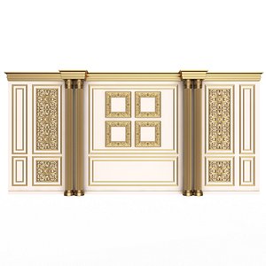 3D Boiserie Classic Wall with Mouldings 014 White