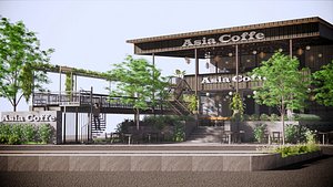 3D MODERN INDUSTRIAL CONCEPT COFFE SHOP