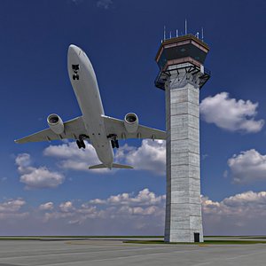 Control Tower and Airplane