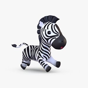 3D model cute cartoon zebra