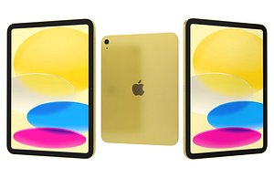 3D Apple iPad 2025 Yellow Low Poly