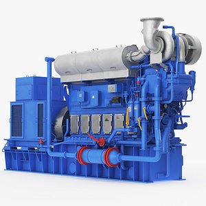 3D Heavy Marine Diesel Generator Simplified