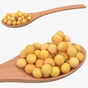 Soy Beans in Wooden Spoon