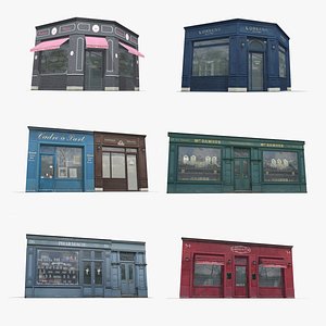 Realistic Store Facades Collection