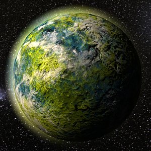 green alien planet model