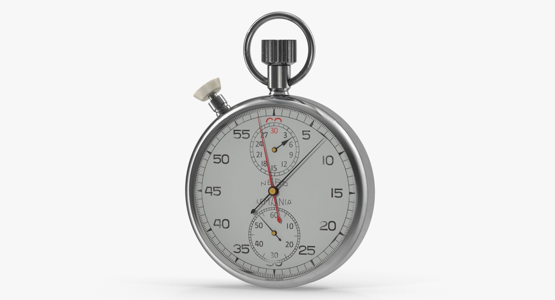 Stainless Steel Analogue Pocket Stopwatch 3D model preview