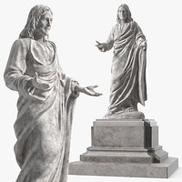 Marble Jesus Christ Statue on Pedestal