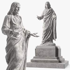 Marble Jesus Christ Statue on Pedestal