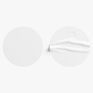 Two White Round Stickers - sleek and wrinkly sticky tag