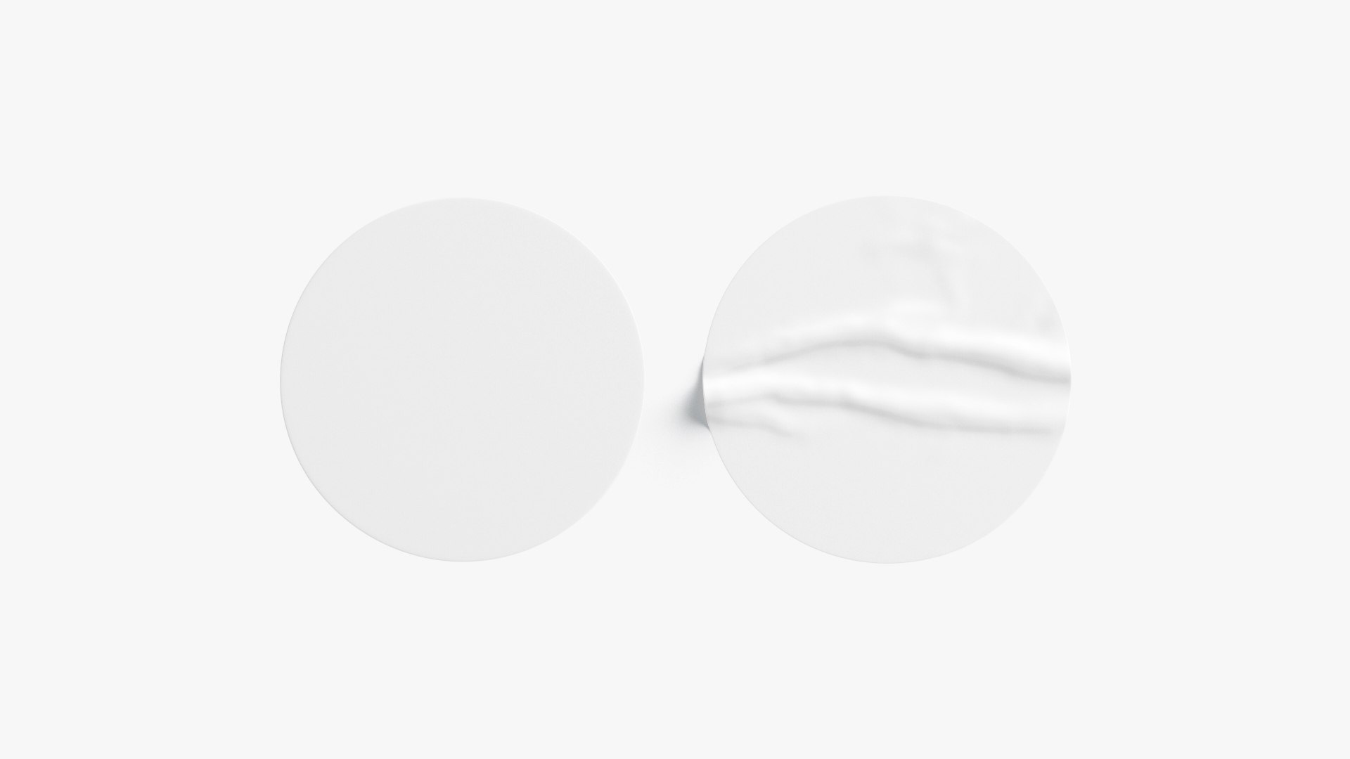 Two White Round Stickers - sleek and wrinkly sticky tag 3D https://p.turbosquid.com/ts-thumb/5t/nUwdGl/Ha/productshot02/jpg/1658335546/1920x1080/fit_q87/9fecf68331bee05ab5f4751ce620084c0529c46e/productshot02.jpg