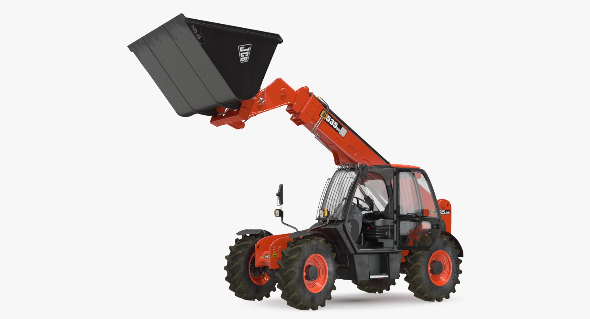 JCB 535 Telehandler Scoop Bucket Dirty Rigged 3D model preview