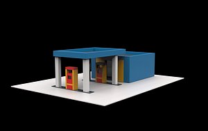 3D model gas station Low-poly 3D model