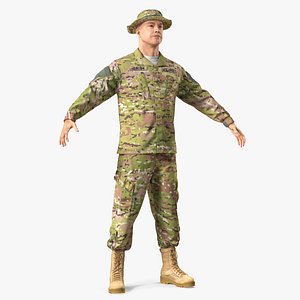 US Army Soldier T-Pose Fur 3D Model