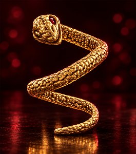 Decorative Coiled Snake Detailed Serpent Ornament