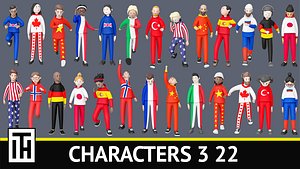3D Characters 3 21 Flags model