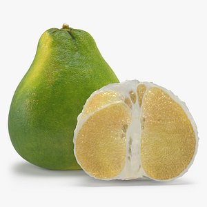 Whole and Half Peeled Yellow Pomelo 3D model