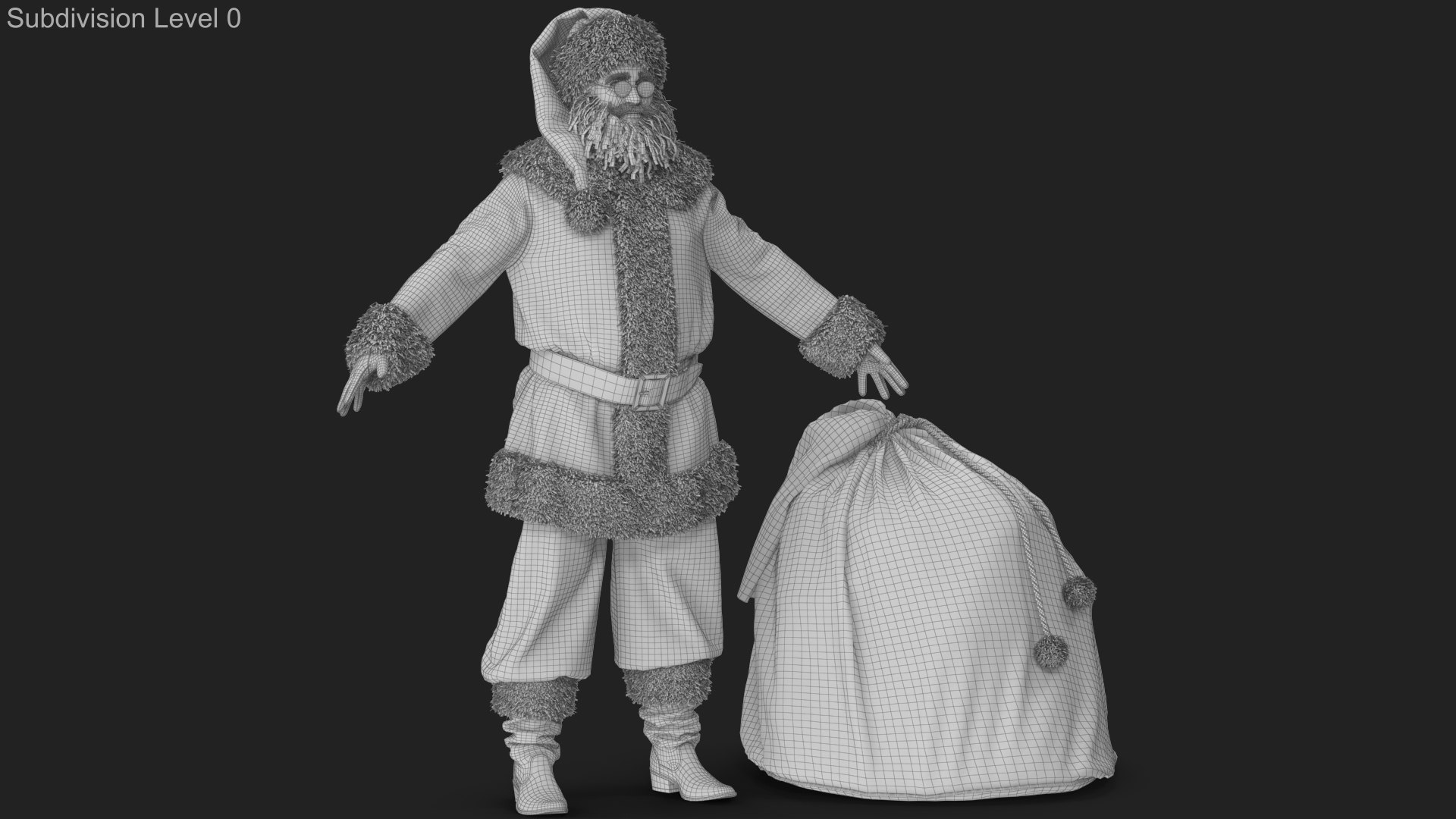 Santa Claus with a Bag 3D model https://p.turbosquid.com/ts-thumb/5u/iDLavM/6p/wireframe_00/jpg/1711532304/1920x1080/fit_q87/d9d23b2c8b53f6c2cf1b6ef5e0da6bae419e7b2f/wireframe_00.jpg