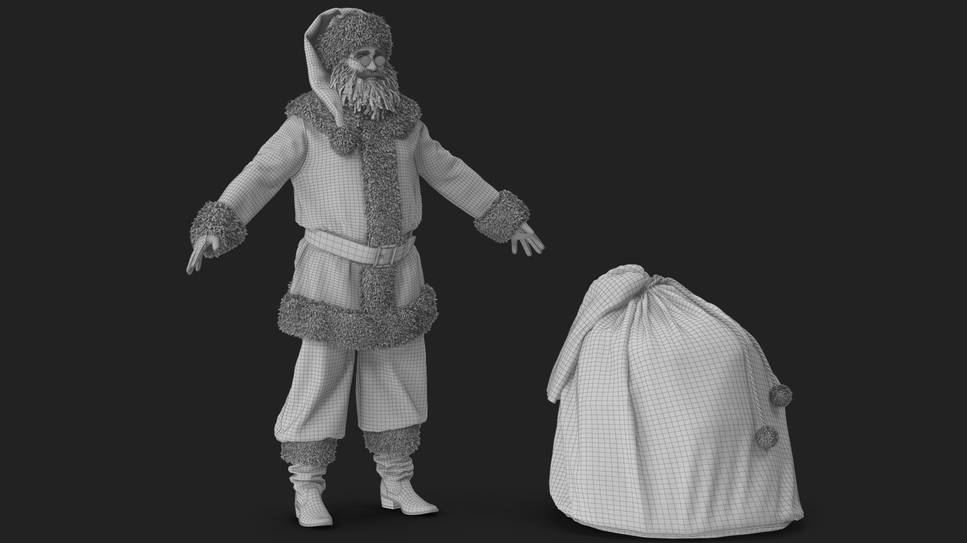 Santa Claus with a Bag 3D model https://p.turbosquid.com/ts-thumb/5u/iDLavM/Em/wireframe_02/jpg/1711532299/1920x1080/fit_q87/1dfa21d4d46df56e78bbe77d113155da0dbfcb5b/wireframe_02.jpg