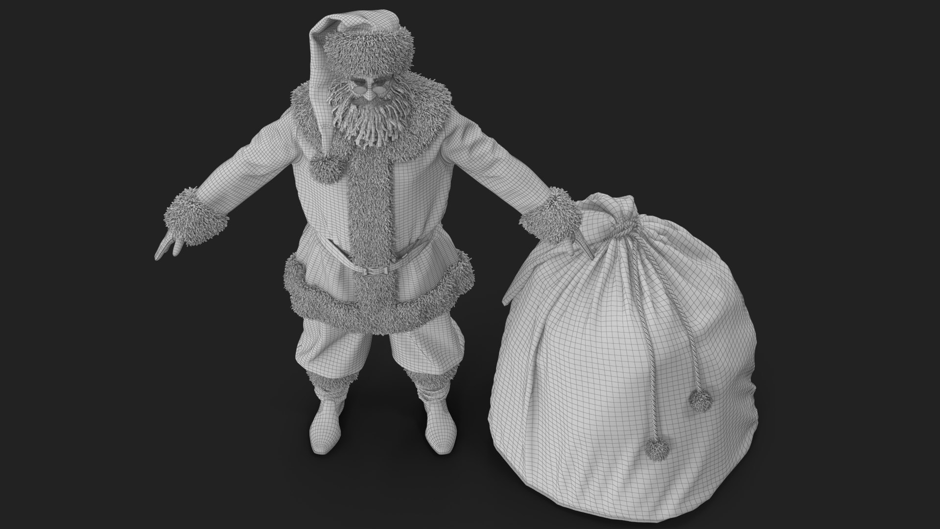 Santa Claus with a Bag 3D model https://p.turbosquid.com/ts-thumb/5u/iDLavM/wM/wireframe_50/jpg/1711532706/1920x1080/fit_q87/38348cef5d8683b254b1359ded011592e98ac0de/wireframe_50.jpg