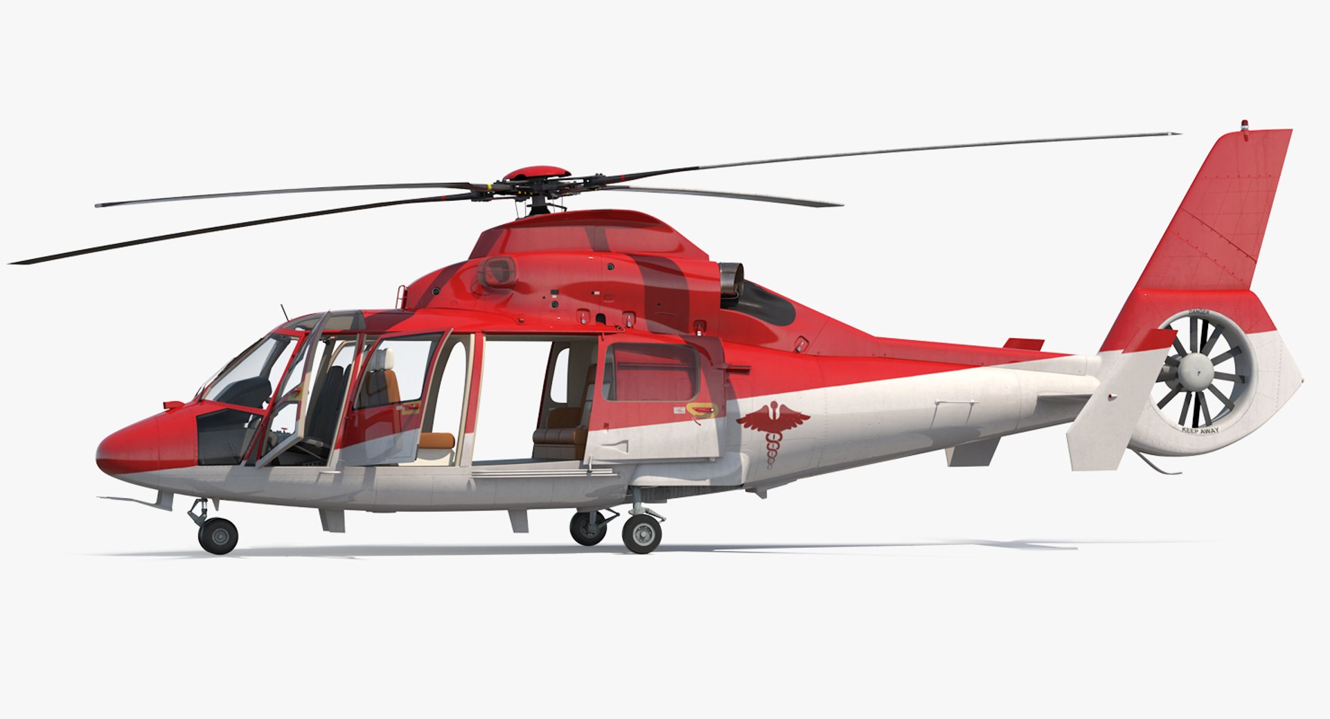 Helicopter Emergency Medical Eurocopter AS 365 N2 Dauphin Rigged 3D model preview