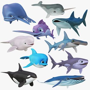 3D Cartoon Big Fish Collection model